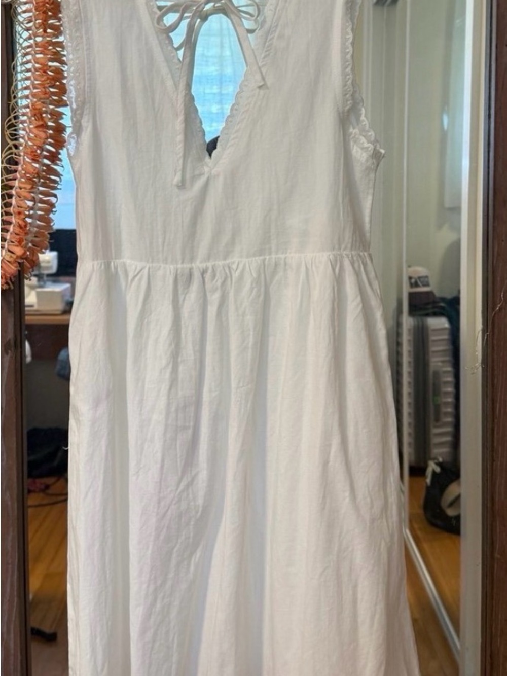 Rhythm White Sleeveless V-Neck Babydoll Dress - Picture 7 of 7